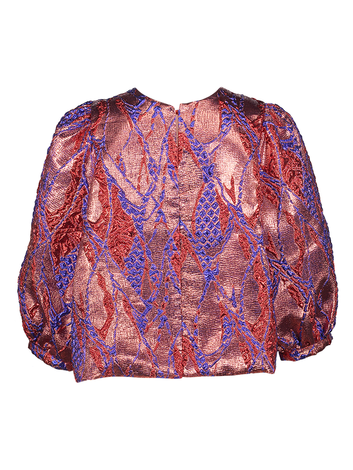 Rode bloes met blauwe print Mauri By Bar