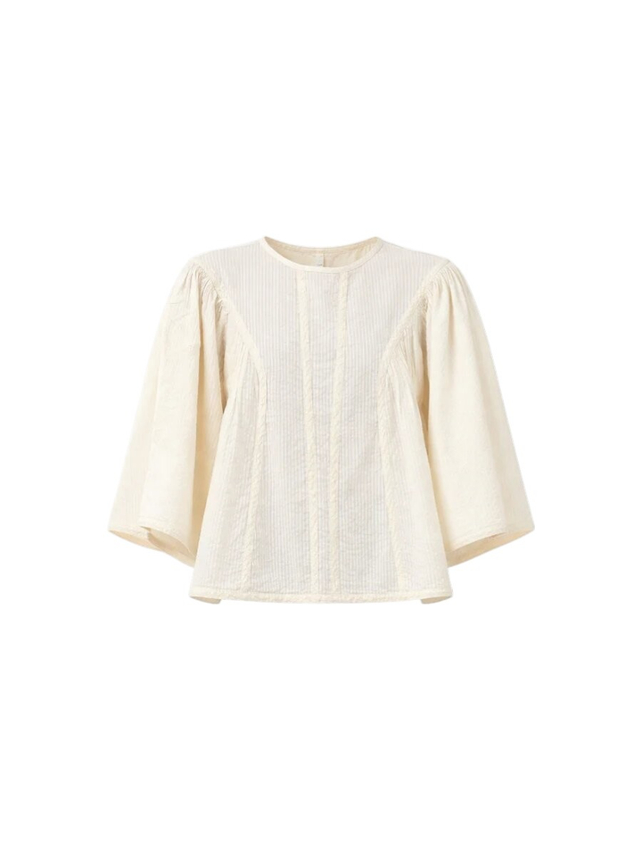 Ecrukleurige Blouse Davin Seersucker By-Bar