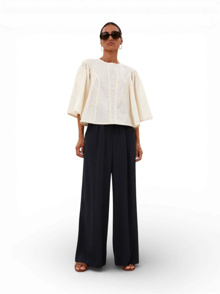 Ecrukleurige Blouse Davin Seersucker By-Bar