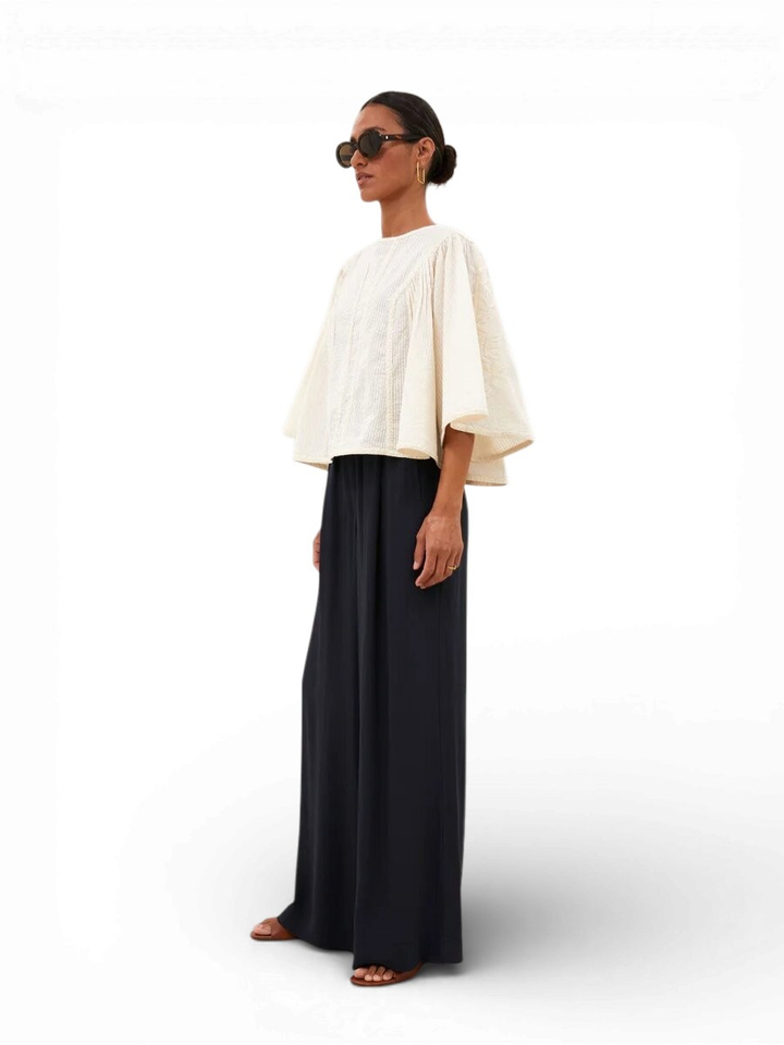 Ecrukleurige Blouse Davin Seersucker By-Bar