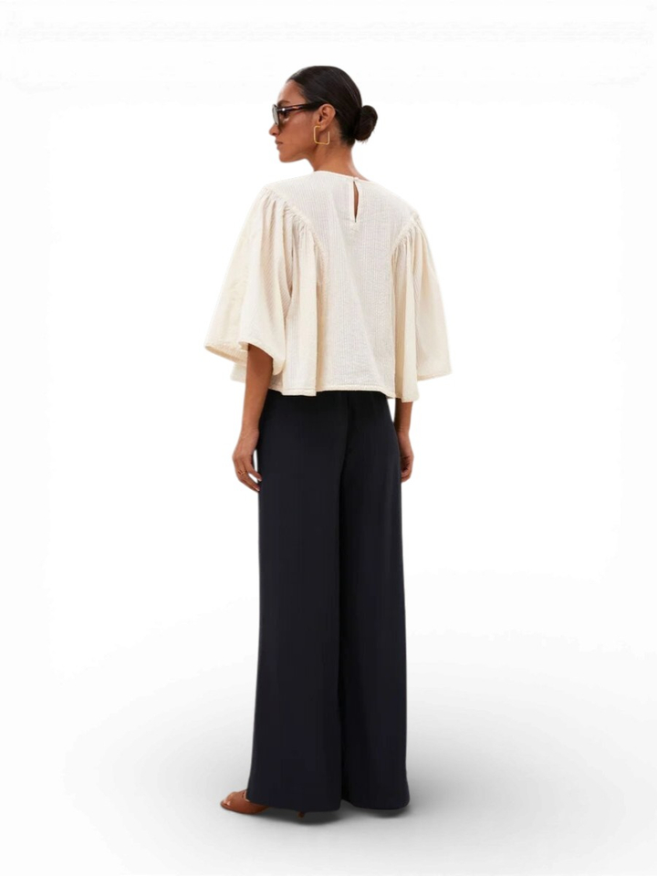 Ecrukleurige Blouse Davin Seersucker By-Bar