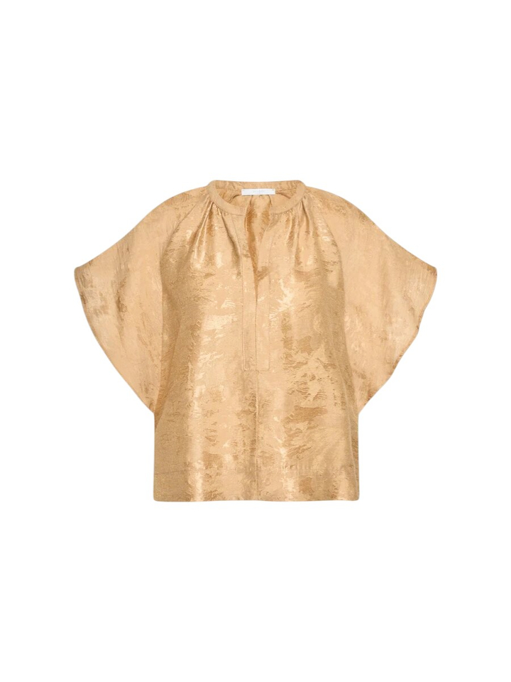 Goudkleurige bloes met wijde mouw Vina Jacquard By-Bar