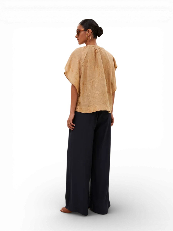 Goudkleurige bloes met wijde mouw Vina Jacquard By-Bar