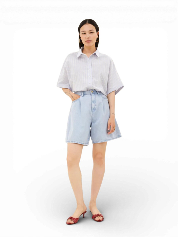 Blauwe gestreepte blouse By Bar 