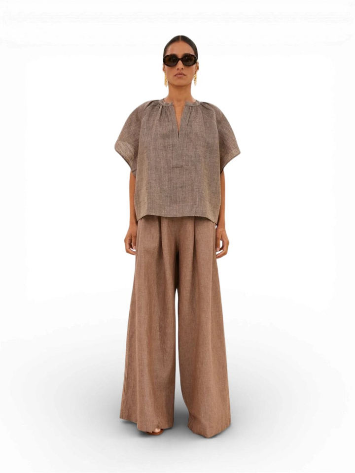 Bruine blouse Vina Lurex By-Bar