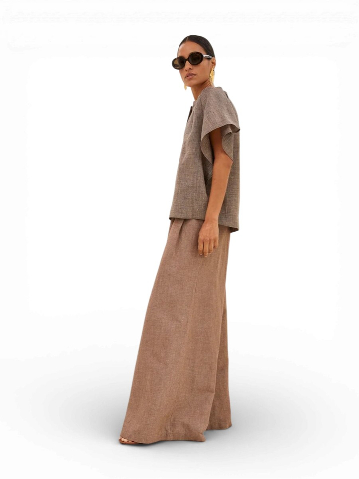 Bruine blouse Vina Lurex By-Bar