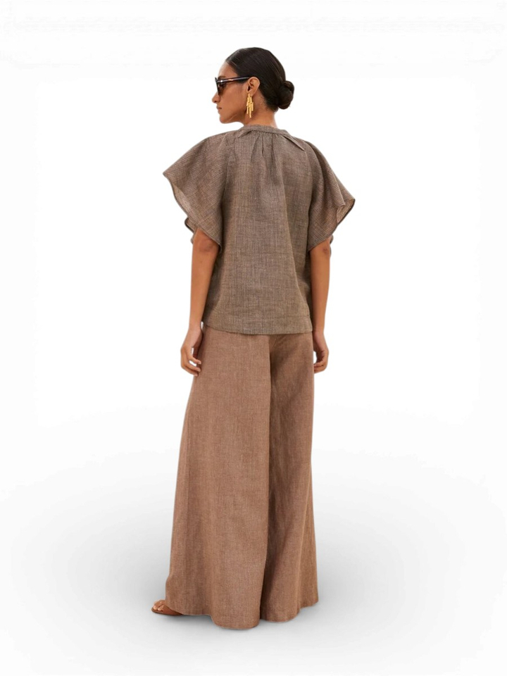 Bruine blouse Vina Lurex By-Bar