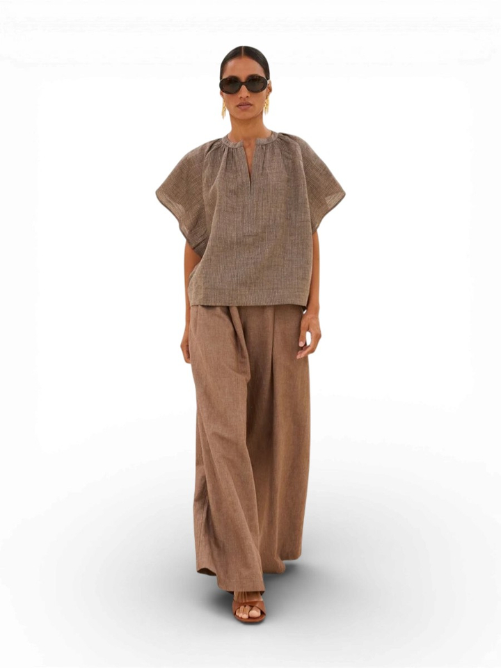 Bruine blouse Vina Lurex By-Bar