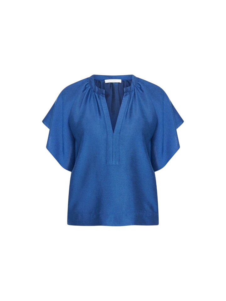 Blauwe blouse met korte mouwen By-Bar 