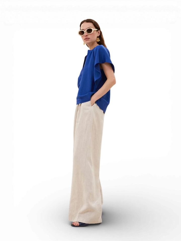 Blauwe blouse met korte mouwen By-Bar 