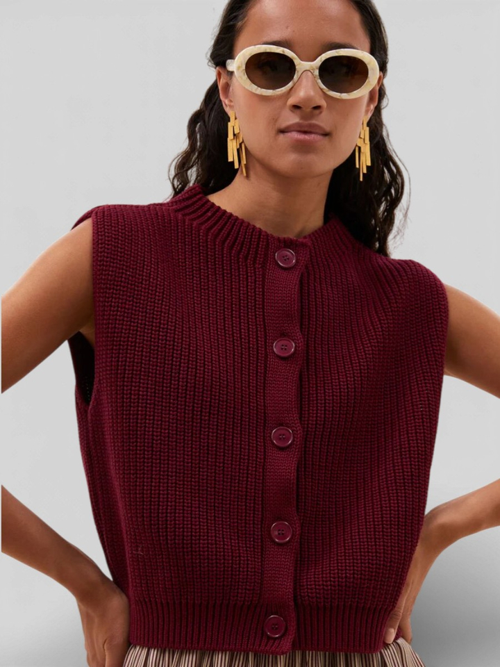 Bordeaux mouwloze gilet Nori Oceano By-Bar 