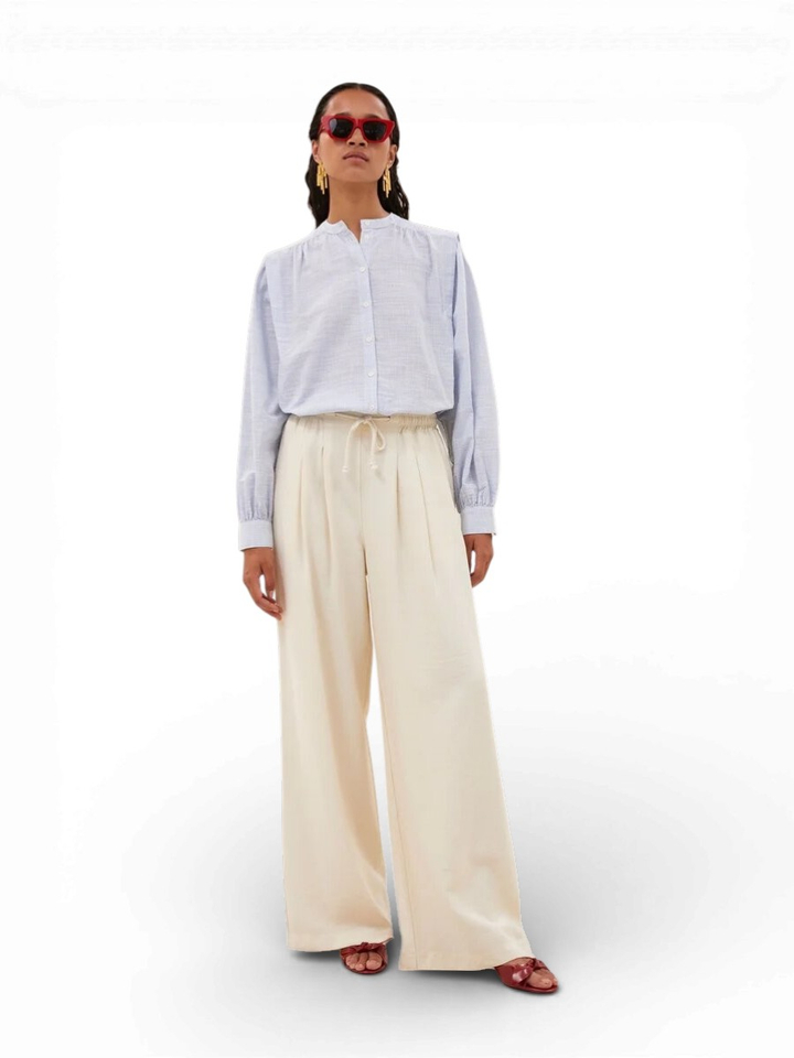 Ecru losvallende broek met elastiek Jaxx By-Bar