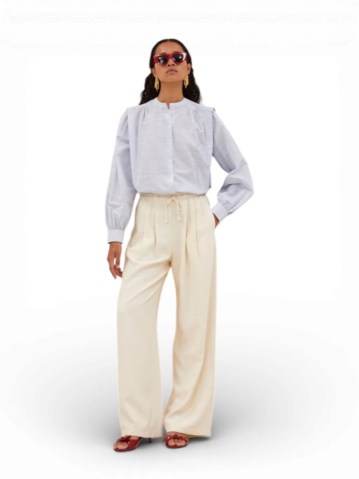 Ecru losvallende broek met elastiek Jaxx By-Bar