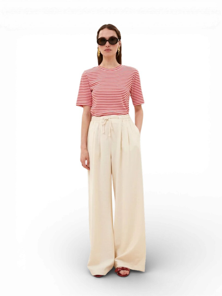 Ecru losvallende broek met elastiek Jaxx By-Bar