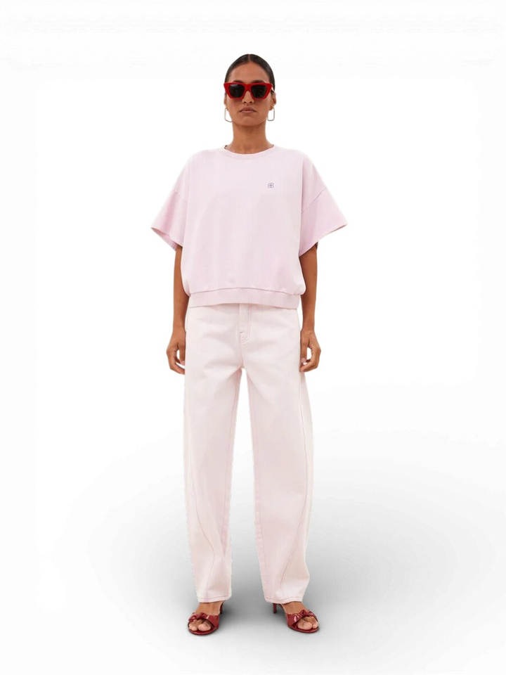 Roze jeans met hoge taille Begum Slub By-Bar