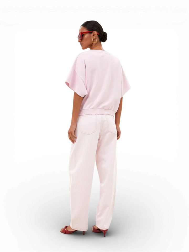 Roze jeans met hoge taille Begum Slub By-Bar