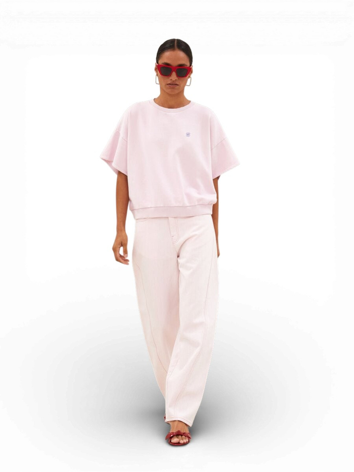 Roze jeans met hoge taille Begum Slub By-Bar