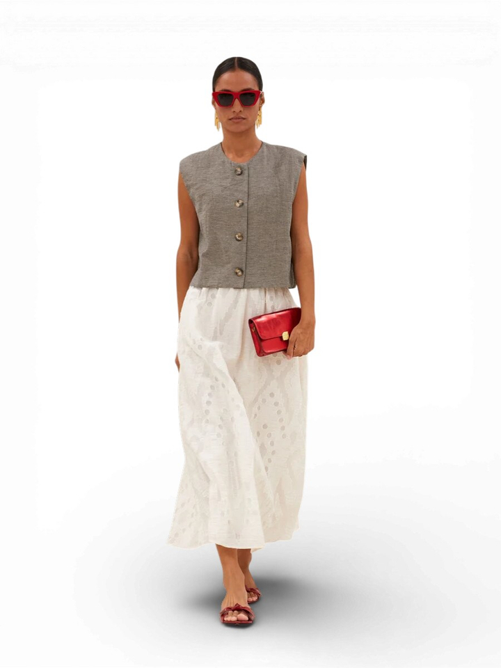 Grijze gilet met knopen By Bar