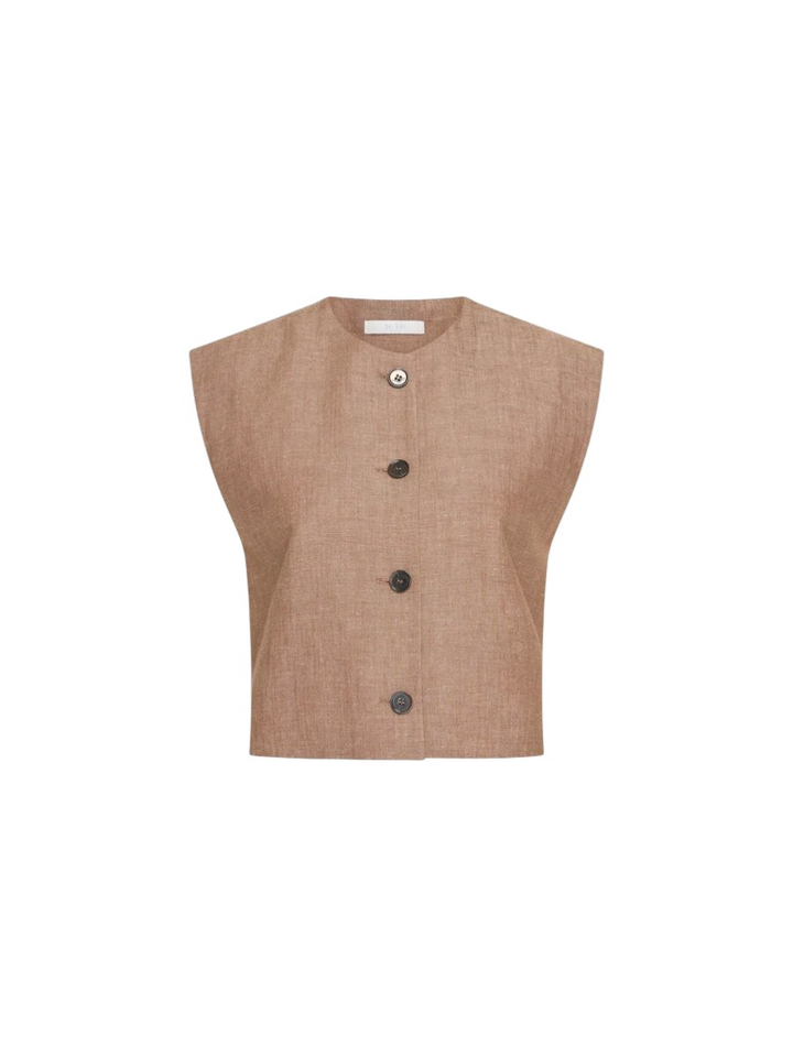 Donkerbruine gilet met knoopsluiting Nori Girone By-Bar