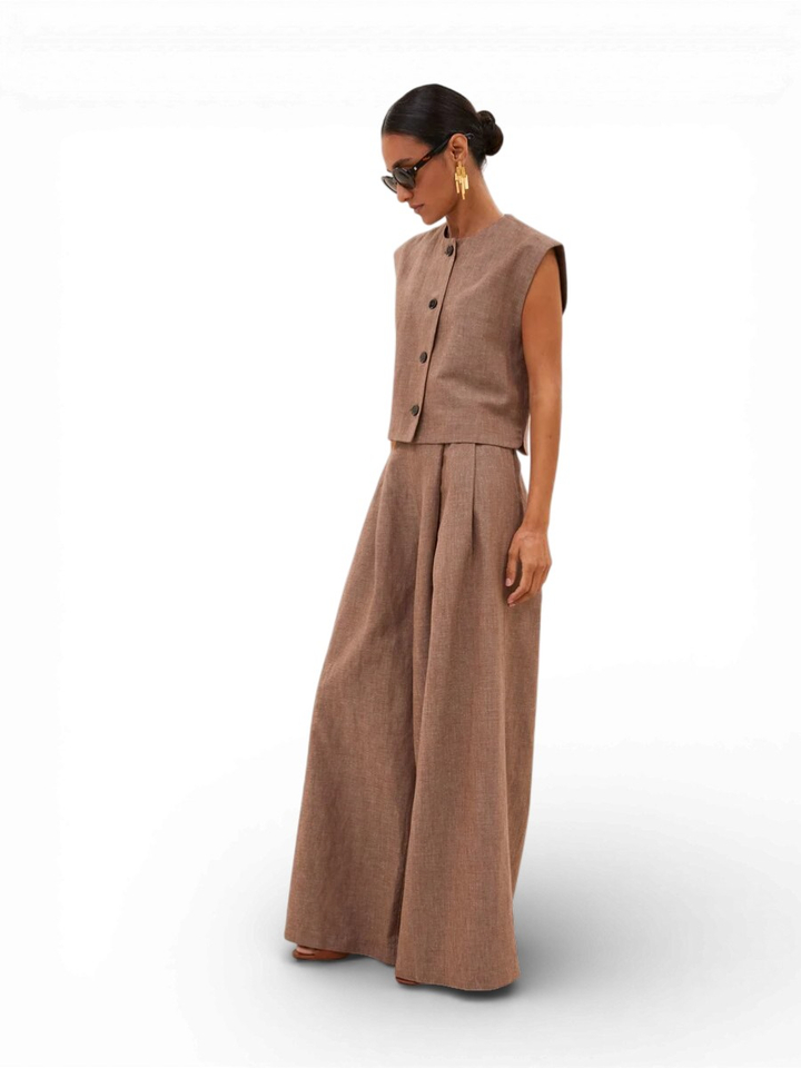 Donkerbruine gilet met knoopsluiting Nori Girone By-Bar