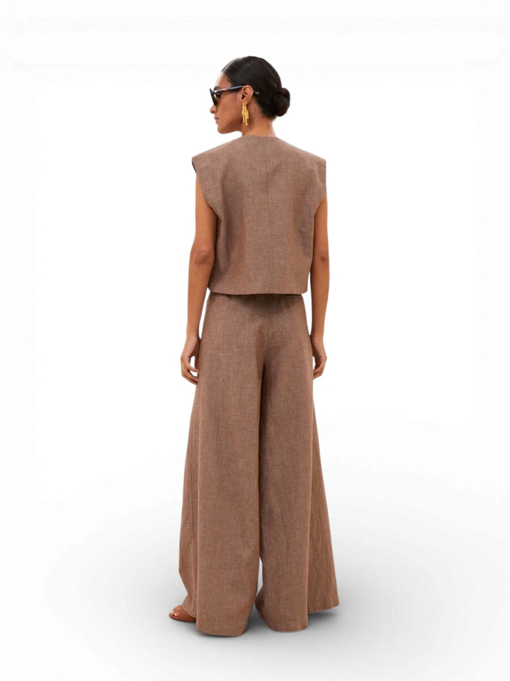 Donkerbruine gilet met knoopsluiting Nori Girone By-Bar