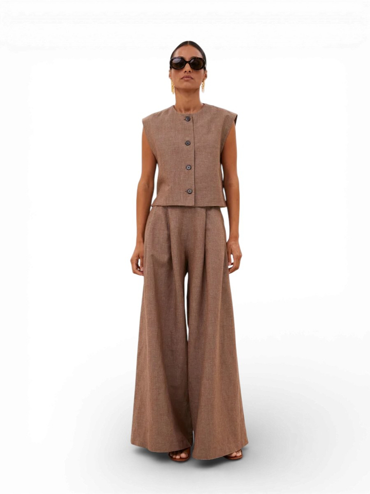 Donkerbruine gilet met knoopsluiting Nori Girone By-Bar