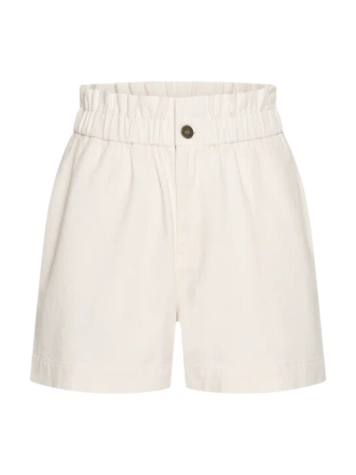 Witte short met hoge elastische taille Leon Twill By-Bar