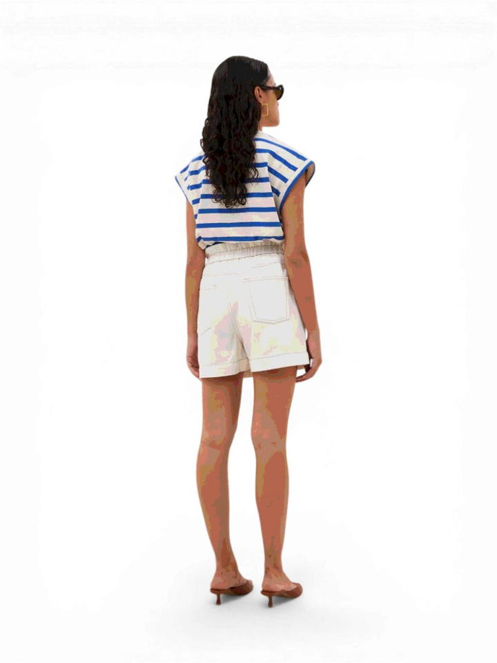 Witte short met hoge elastische taille Leon Twill By-Bar