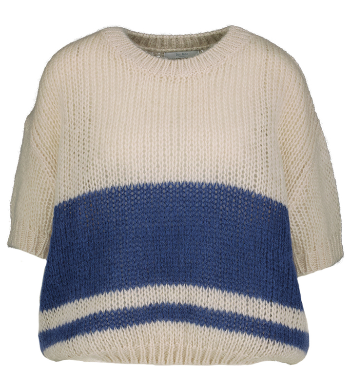 Beige gebreide trui met blauwe strepen Nino Vintage By-Bar