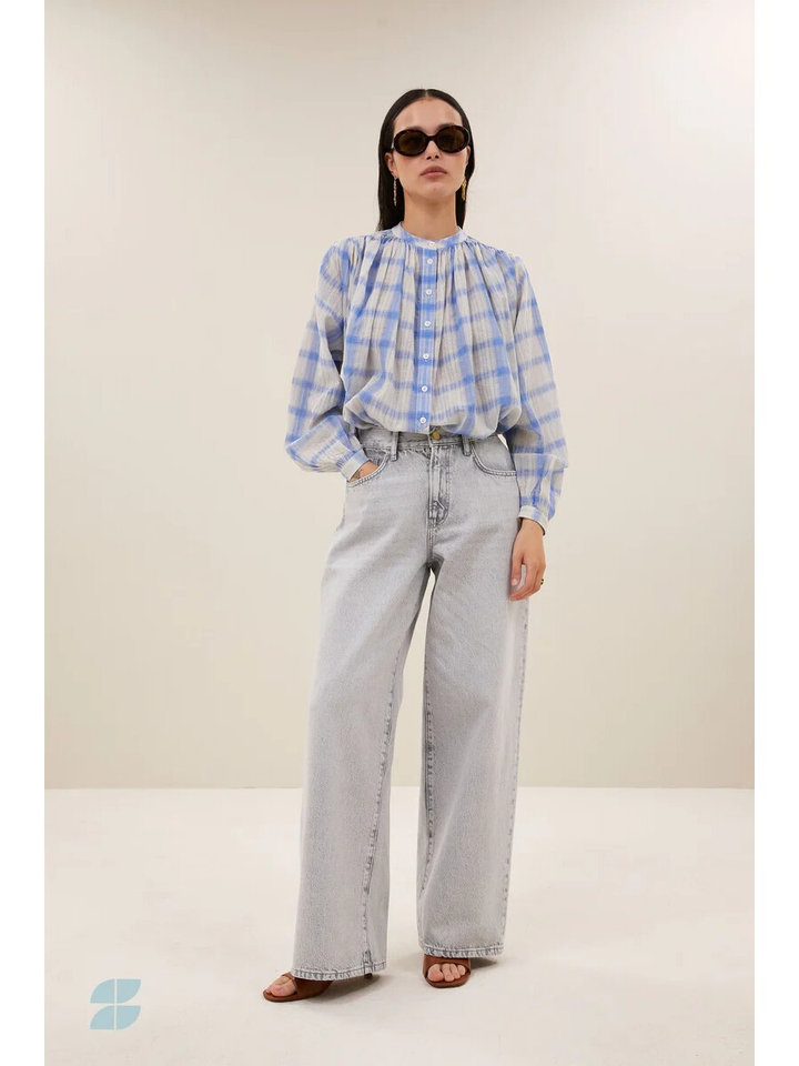 Grijze loose fit jeans met riem detail Lilo By-Bar