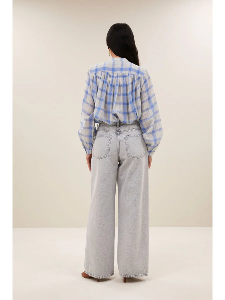 Grijze loose fit jeans met riem detail Lilo By-Bar