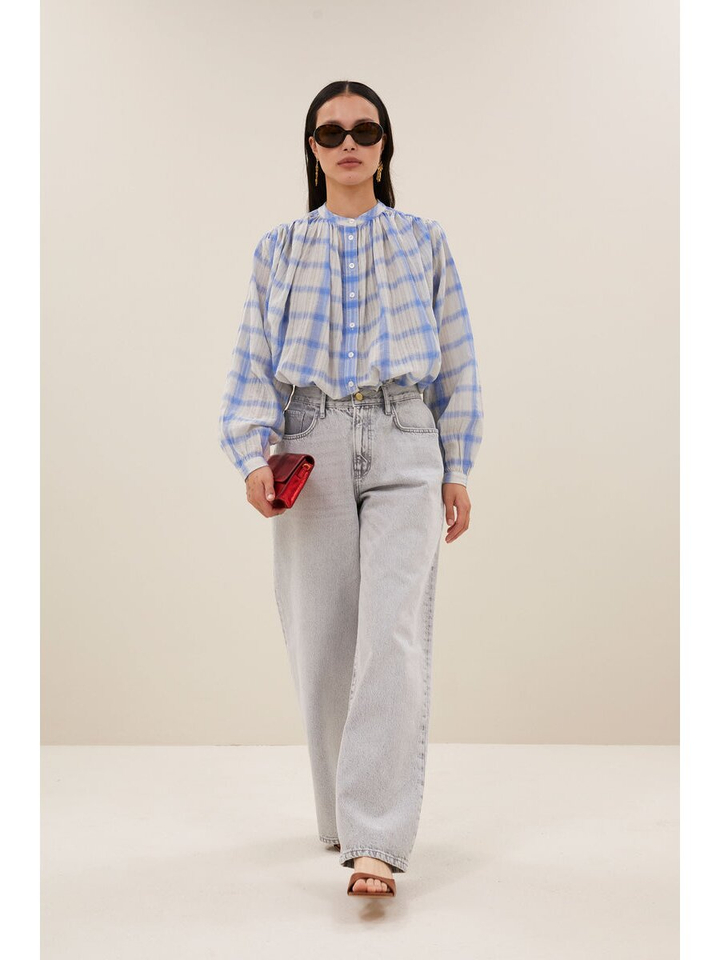 Grijze loose fit jeans met riem detail Lilo By-Bar