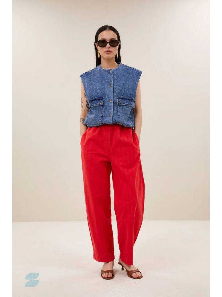 Blauwe jeans jas zonder mouwen Maggie By Bar