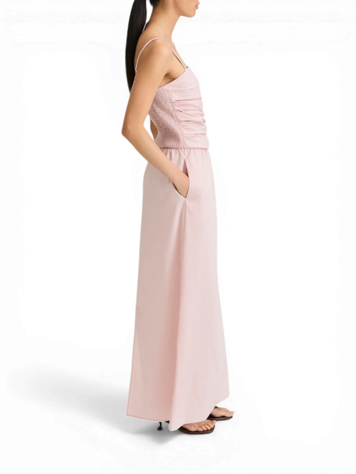 Roze feestelijke maxi-jurk met split achteraan  Jamila Stylein