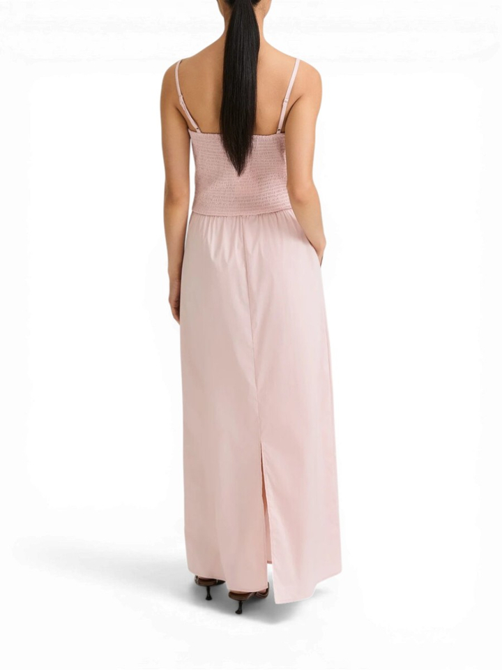 Roze feestelijke maxi-jurk met split achteraan  Jamila Stylein
