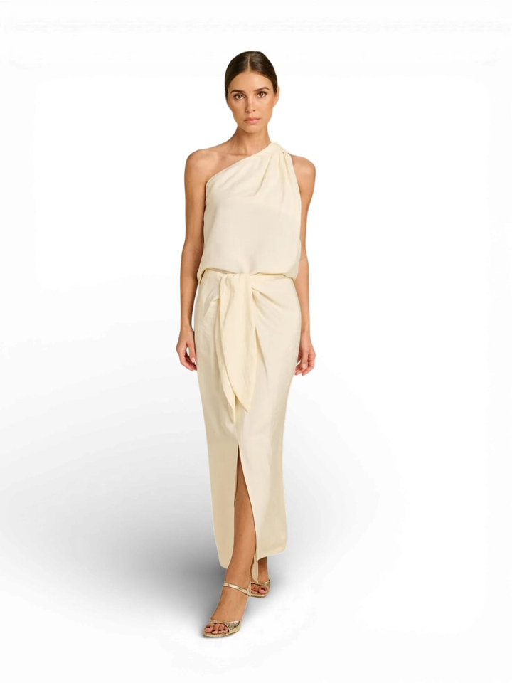 Beige lange rok met knoop detail Luminous March23