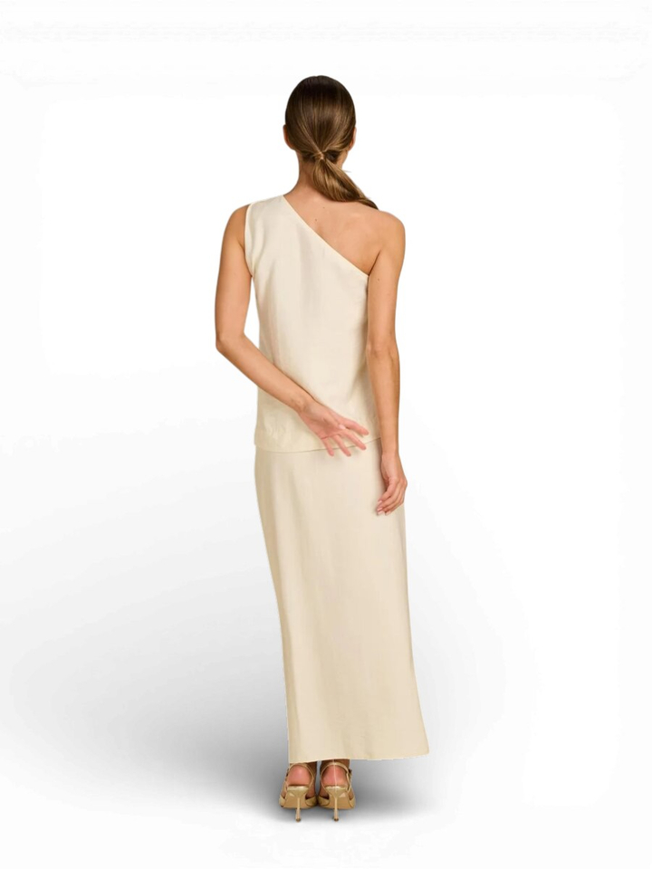 Beige lange rok met knoop detail Luminous March23