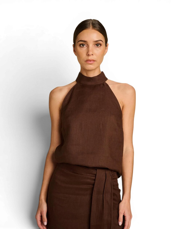 Bruine linnen top Mystique March 23 
