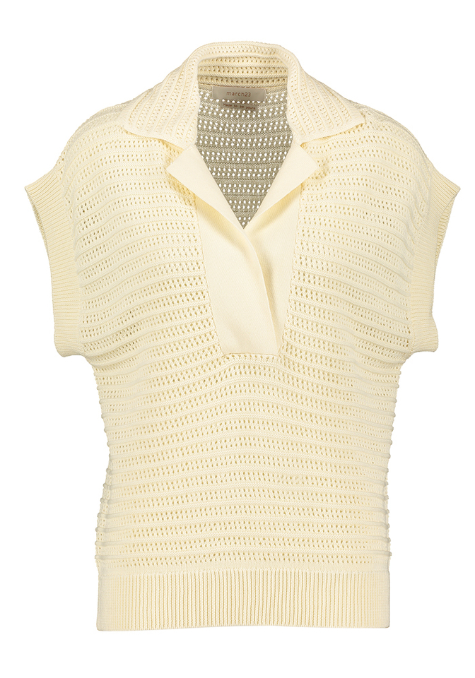 Beige gehaakte pull met polokraag Trust March23