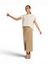 Beige halflange rok met split in lederlook Essence March 23