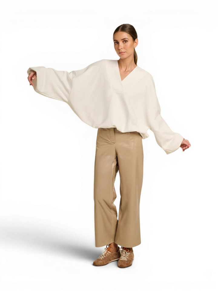 Beige driekwart broek in lederlook Misa March 23