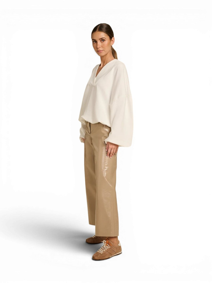 Beige driekwart broek in lederlook Misa March 23