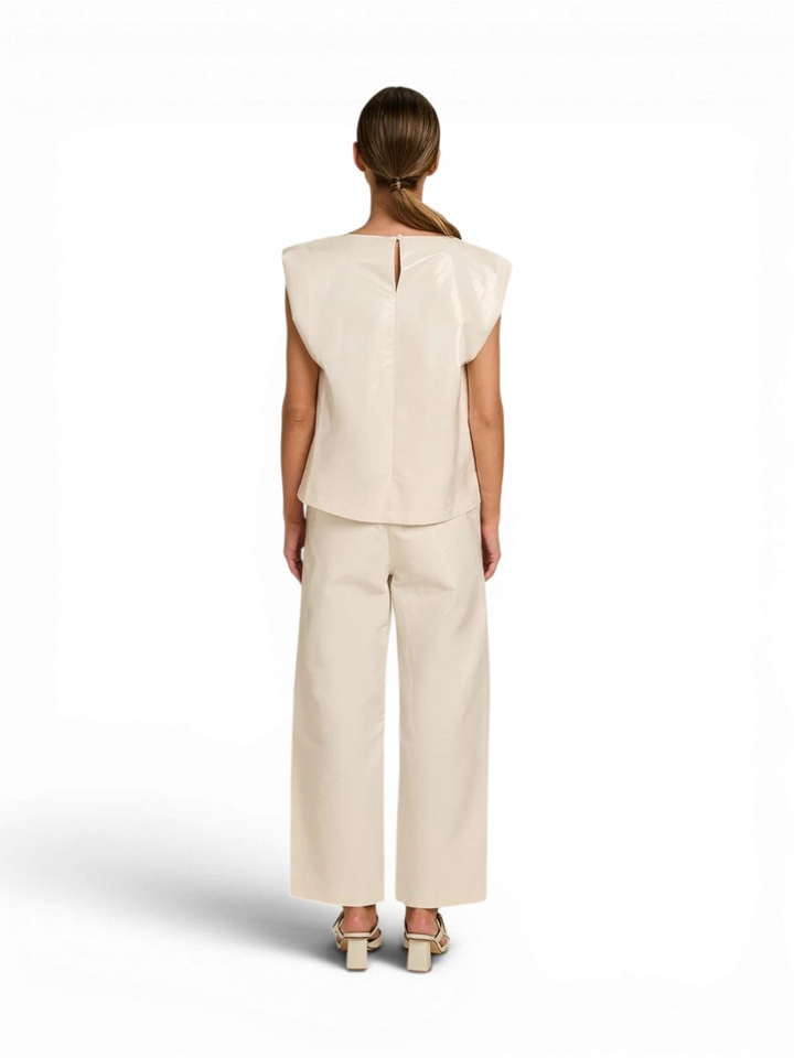 Ecru driekwart broek in lederlook Misa March 23