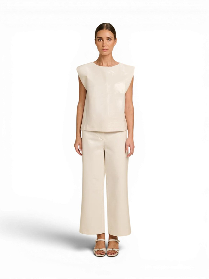 Ecru driekwart broek in lederlook Misa March 23