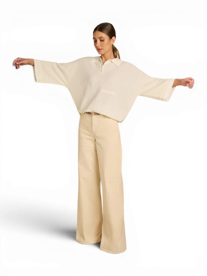 Beige oversized pull met polokraag Lush March23