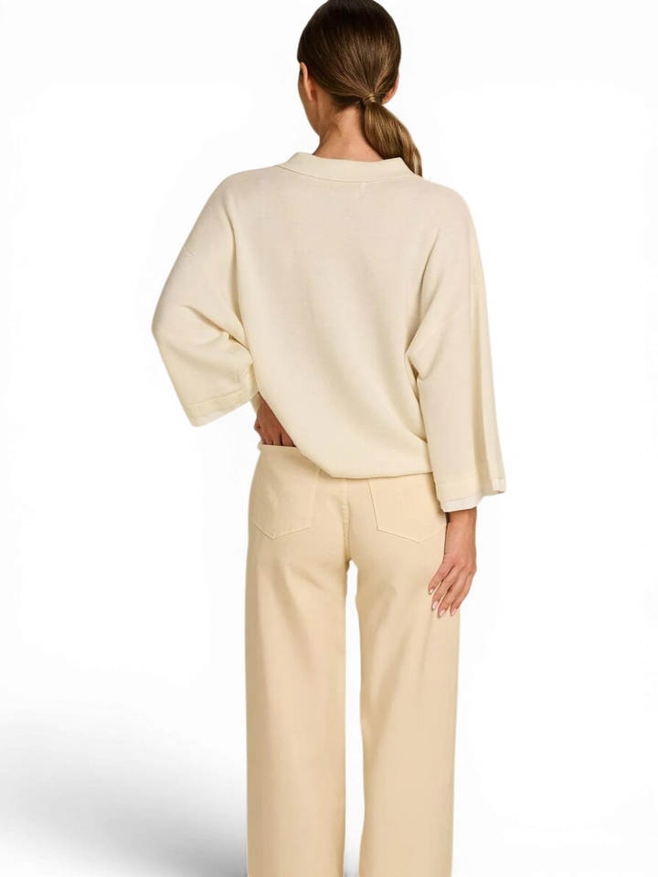 Beige oversized pull met polokraag Lush March23