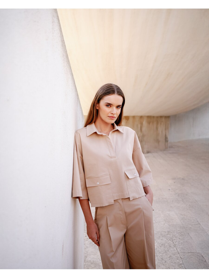 Beige blouse met zakken Nox March 23