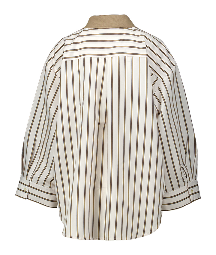 Ecru gestreept blouse met beige Zenith March 23