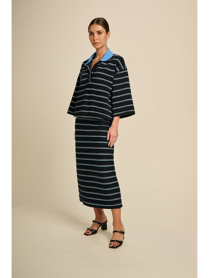 Blauwe gestreepte rok Momentum March23