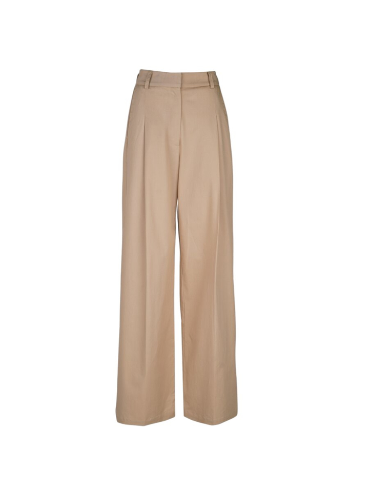 Beige loose fit broek met bandplooi Edith March23